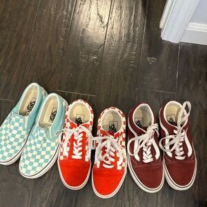 THREE pairs of vans for $35. All size 7.5
